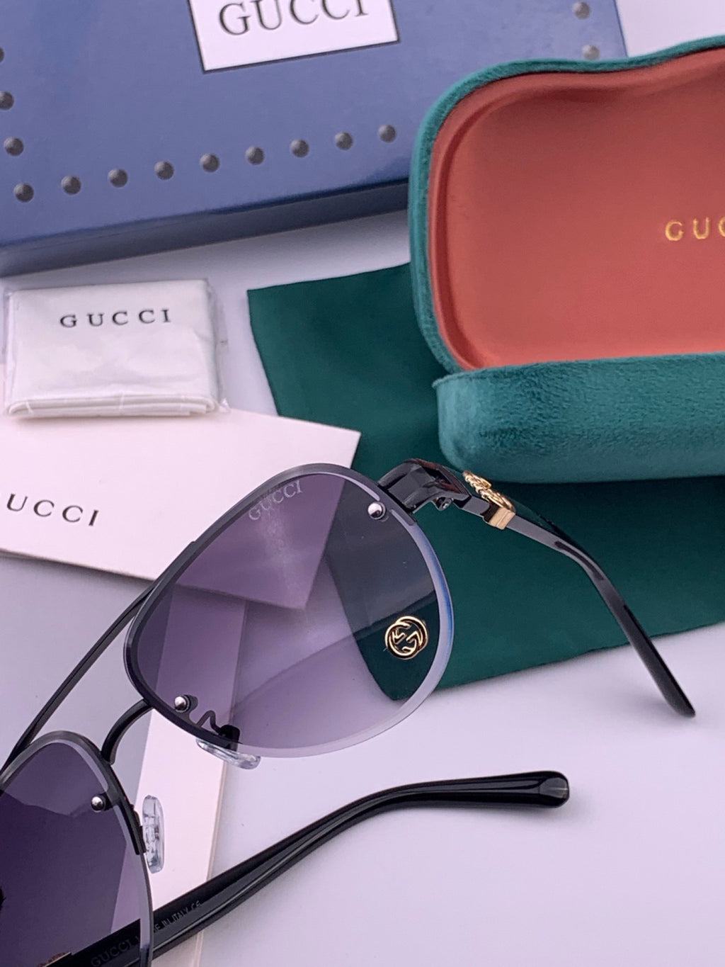 Gucci G41746 Aviator Black Lens Sunglasses for Men & Women - 415114 - detail image 3