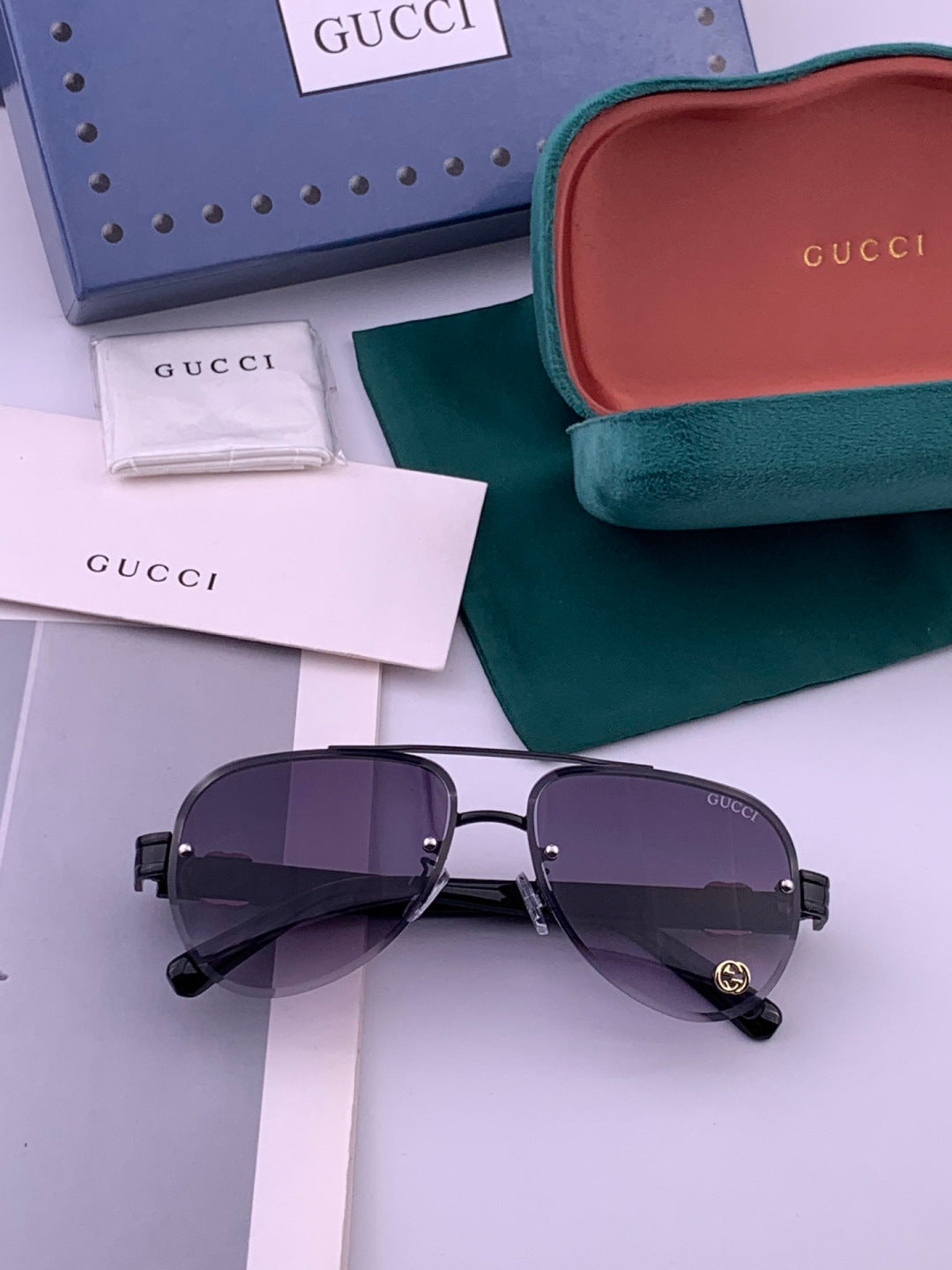 Gucci G41746 Aviator Black Lens Sunglasses for Men & Women - 415114 - detail image 6