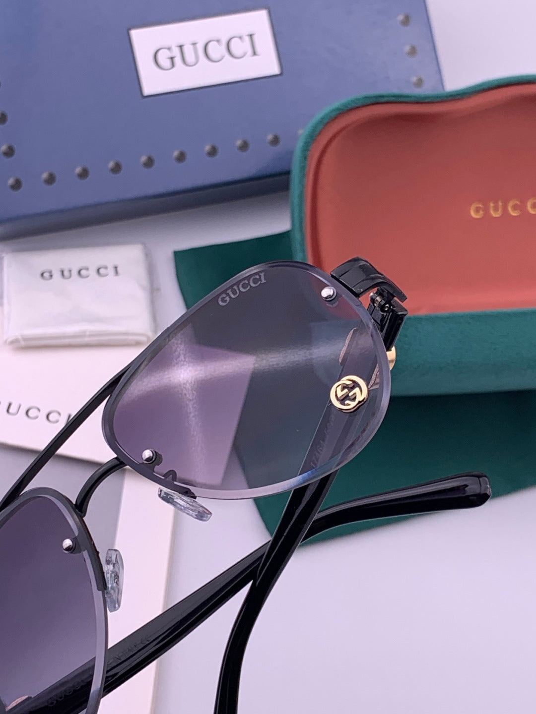 Gucci G41746 Aviator Black Lens Sunglasses for Men & Women - 415114 - detail image 7