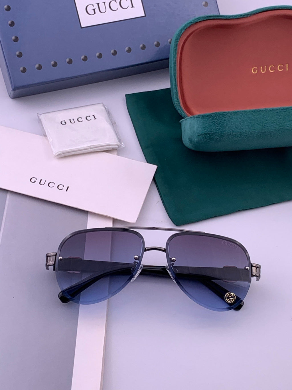 Gucci G41746 Aviator Black Lens Sunglasses for Men & Women - detail image 7