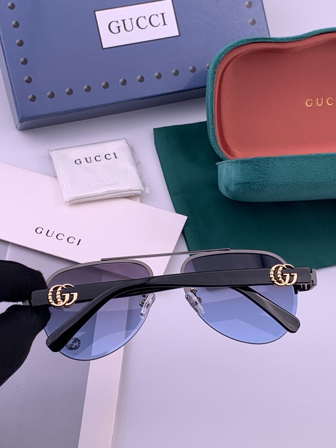 Gucci G41746 Aviator Black Lens Sunglasses for Men & Women - detail image 5