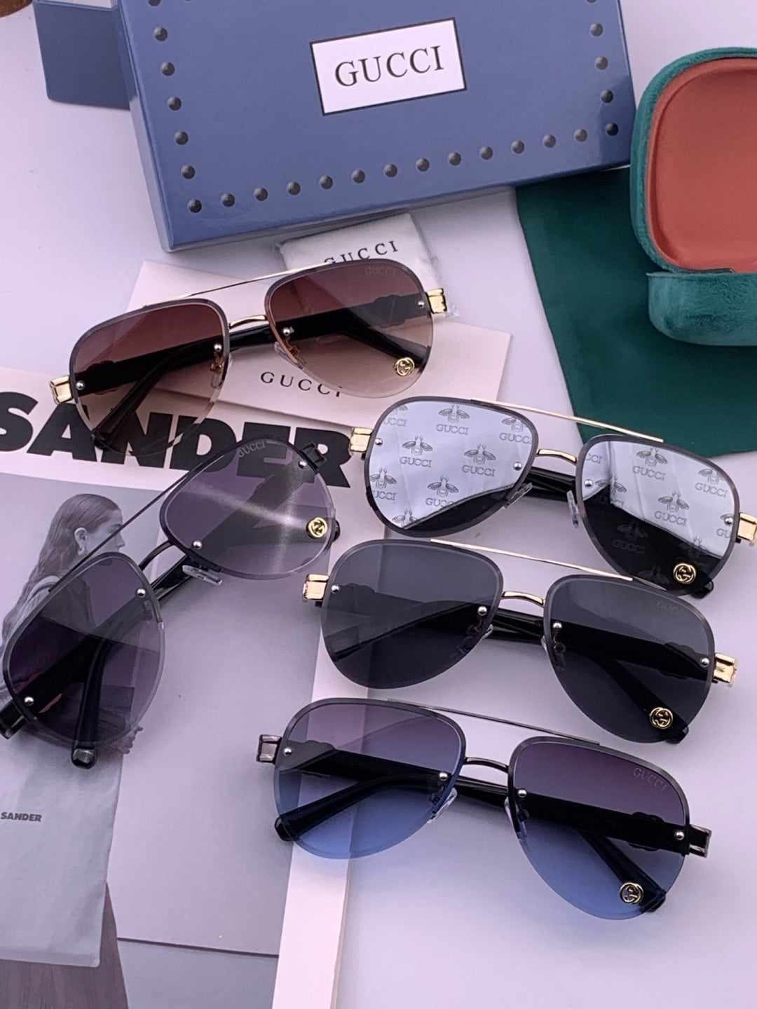 Gucci G41746 Aviator Black Lens Sunglasses for Men & Women - detail image 8