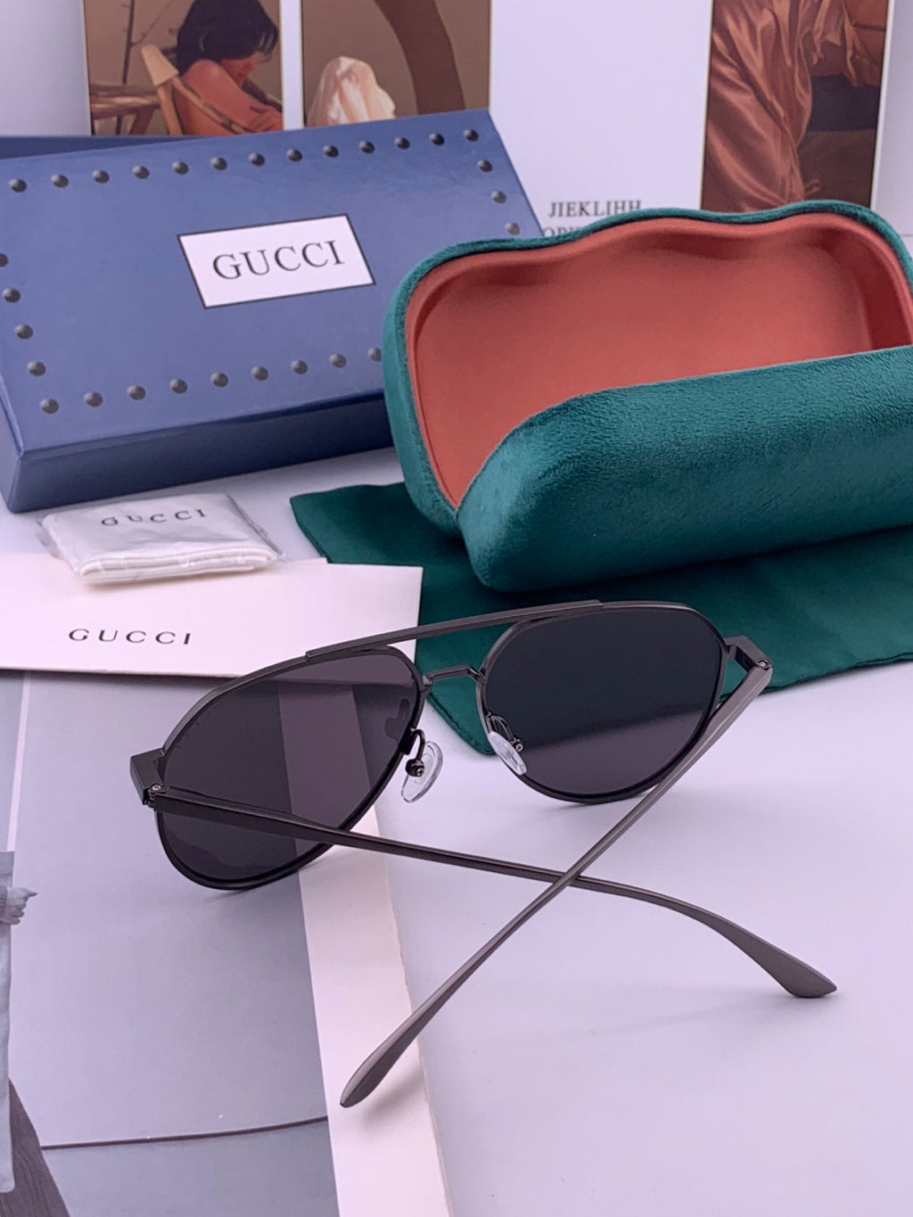 Gucci 0981 Polarized Aviator Gold Lens Sunglasses for Men & Women - 415116 - detail image 6