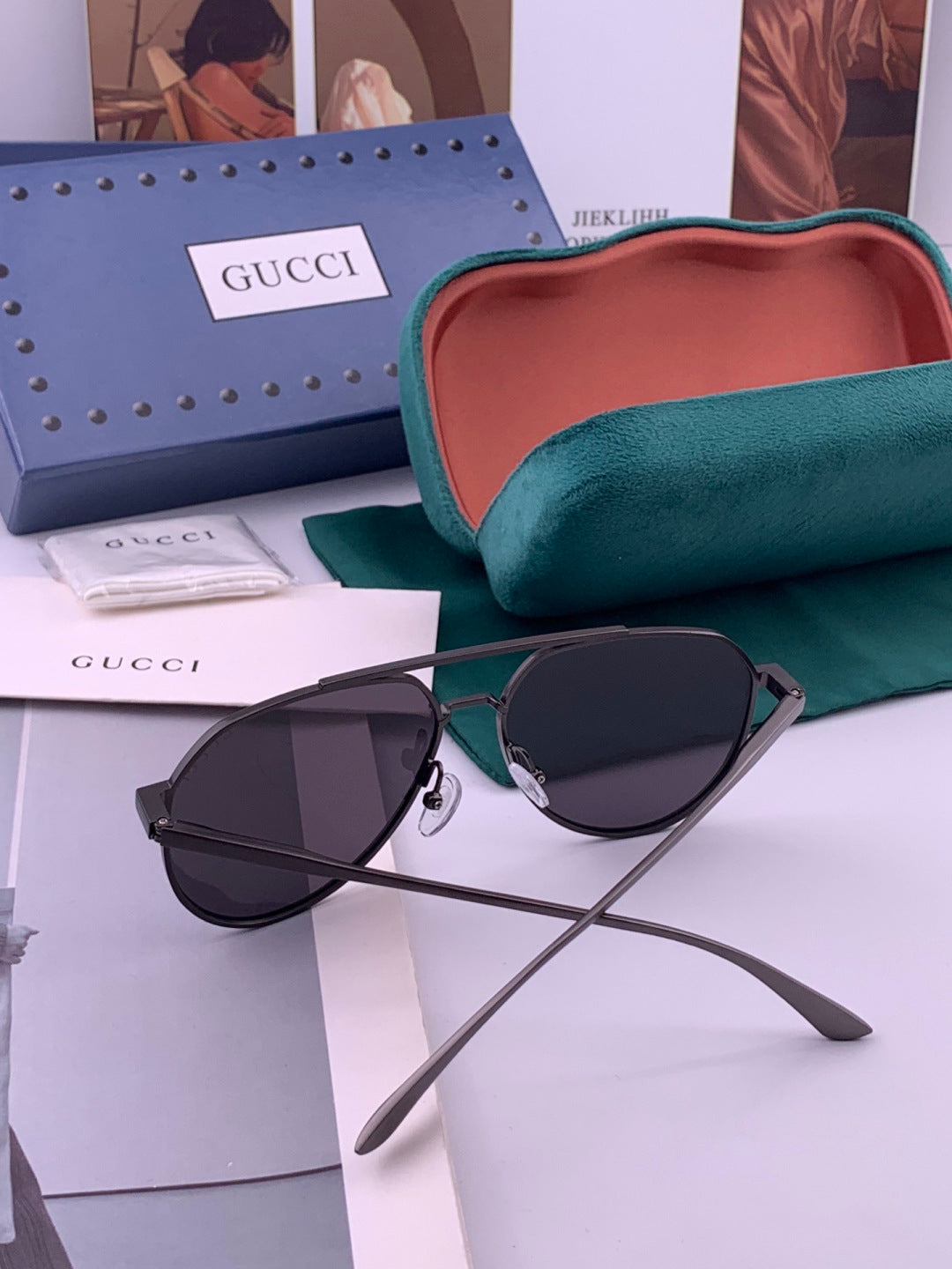 Gucci 0981 Polarized Aviator Gold Lens Sunglasses for Men & Women - 415116 - detail image 6