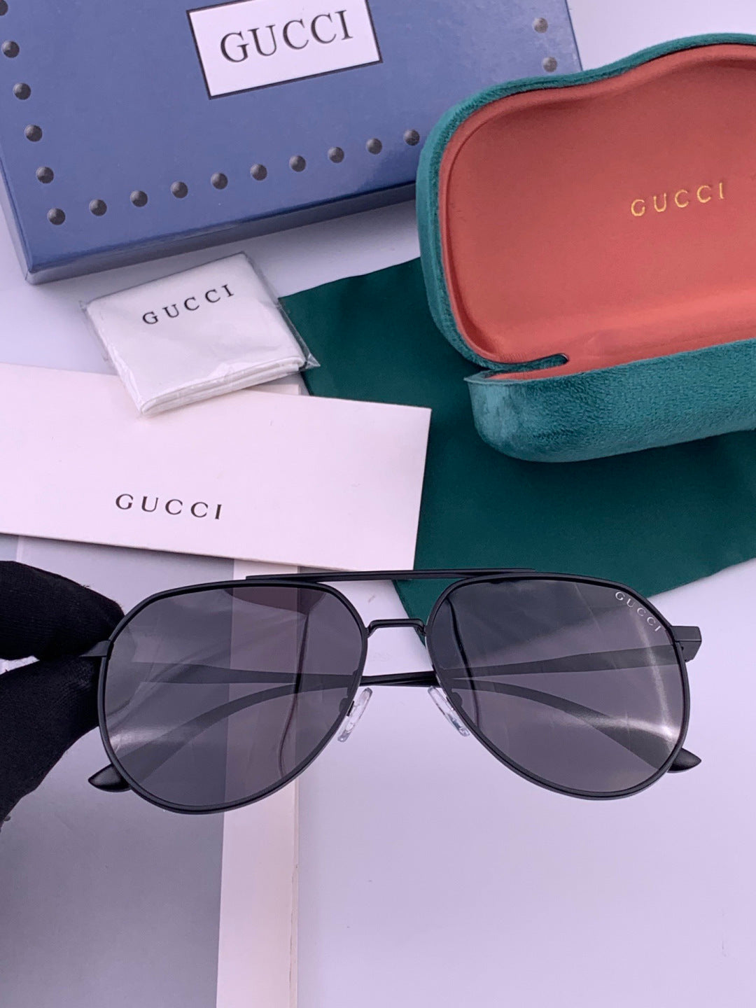Gucci 0981 Polarized Aviator Gold Lens Sunglasses for Men & Women