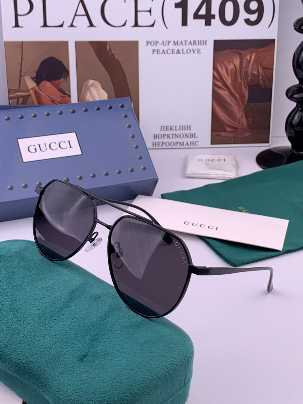 Gucci 0981 Polarized Aviator Gold Lens Sunglasses for Men & Women - detail image 2