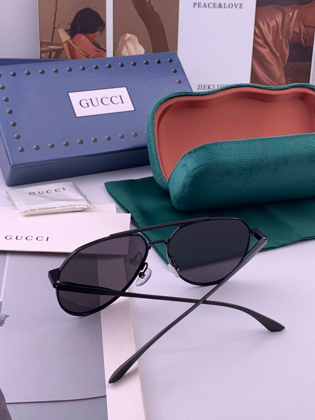 Gucci 0981 Polarized Aviator Gold Lens Sunglasses for Men & Women - detail image 6
