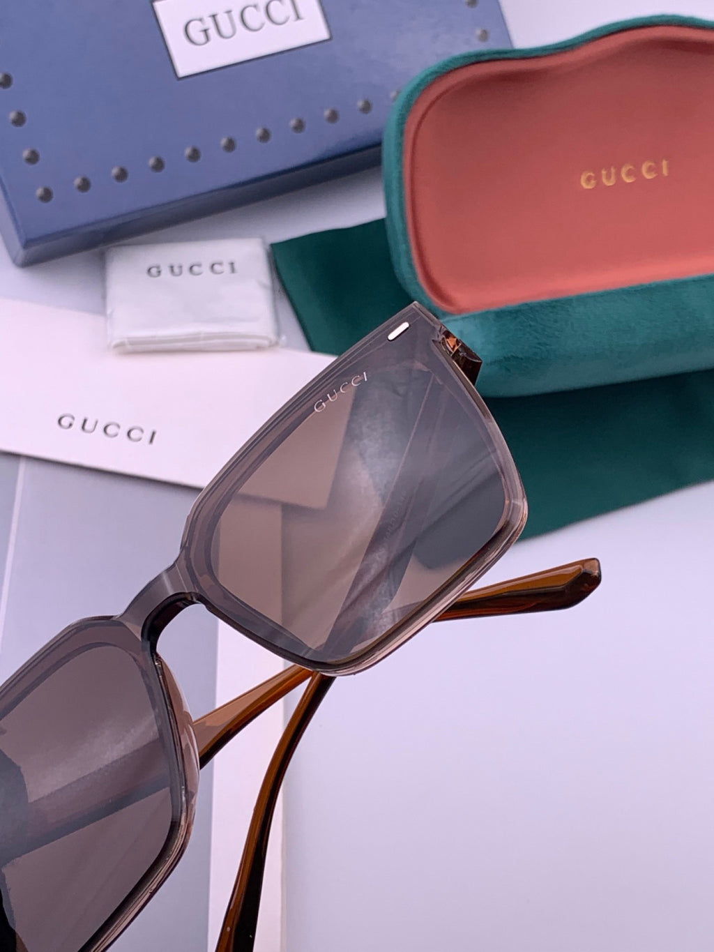 Gucci G4364 Polarized Square Gold Lens Sunglasses for Men & Women - detail image 3