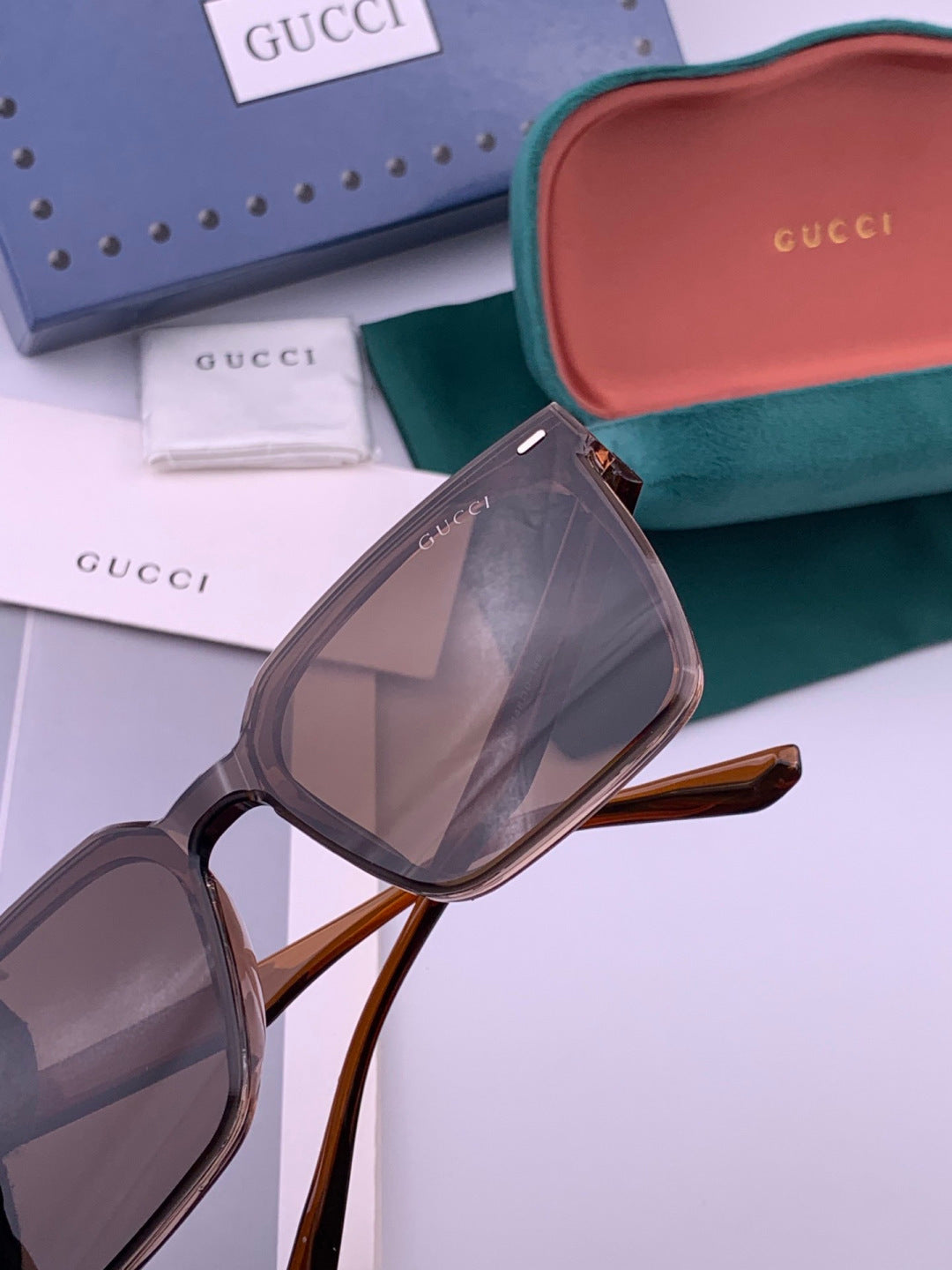 Gucci G4364 Polarized Square Gold Lens Sunglasses for Men & Women - detail image 3