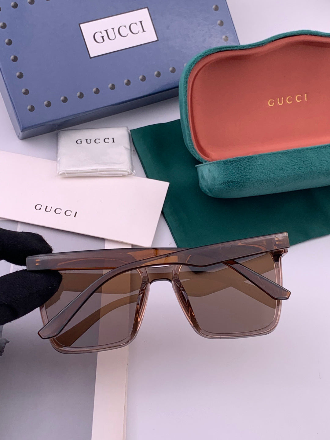 Gucci G4364 Polarized Square Gold Lens Sunglasses for Men & Women - detail image 7