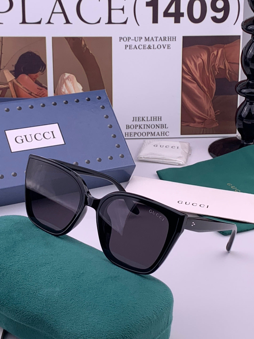 Gucci G07726 Polarized Square Black Lens Sunglasses for Men & Women