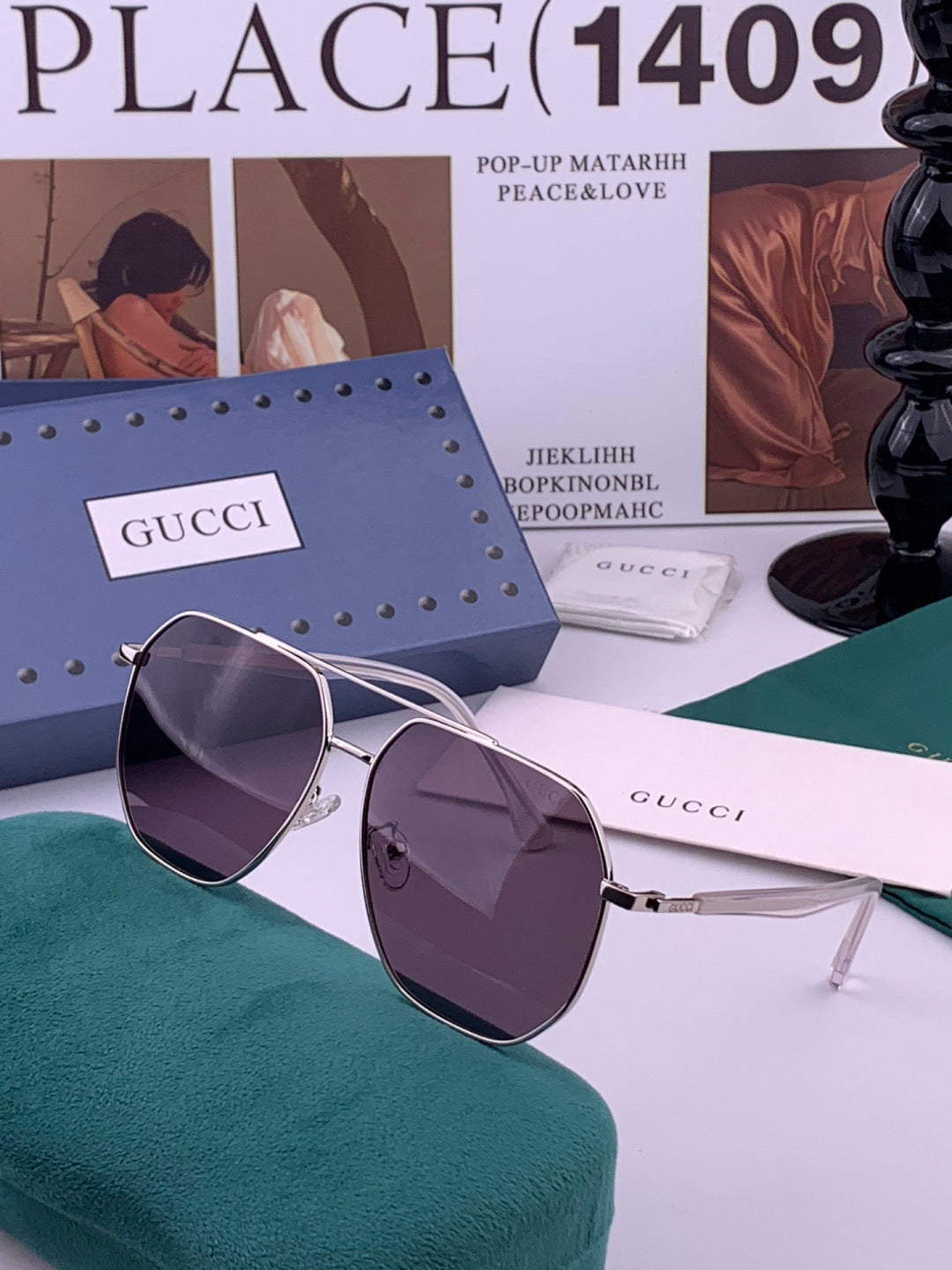Gucci G4202 Polarized Aviator Orange Lens Sunglasses for Men & Women - detail image 2