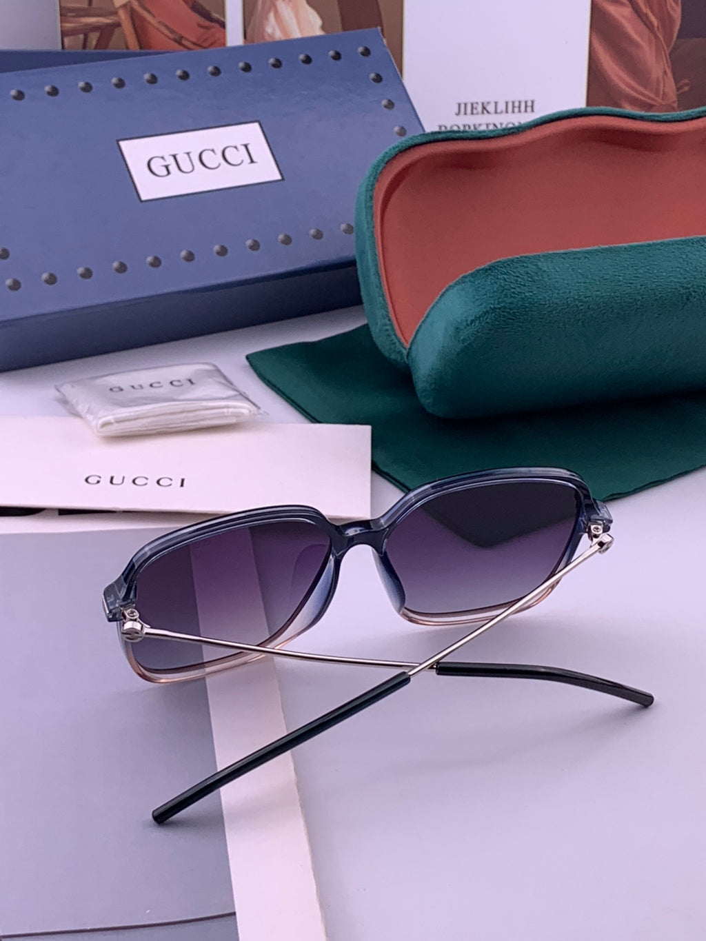 Gucci G9747 Polarized Round Black Lens Sunglasses for Women - detail image 4