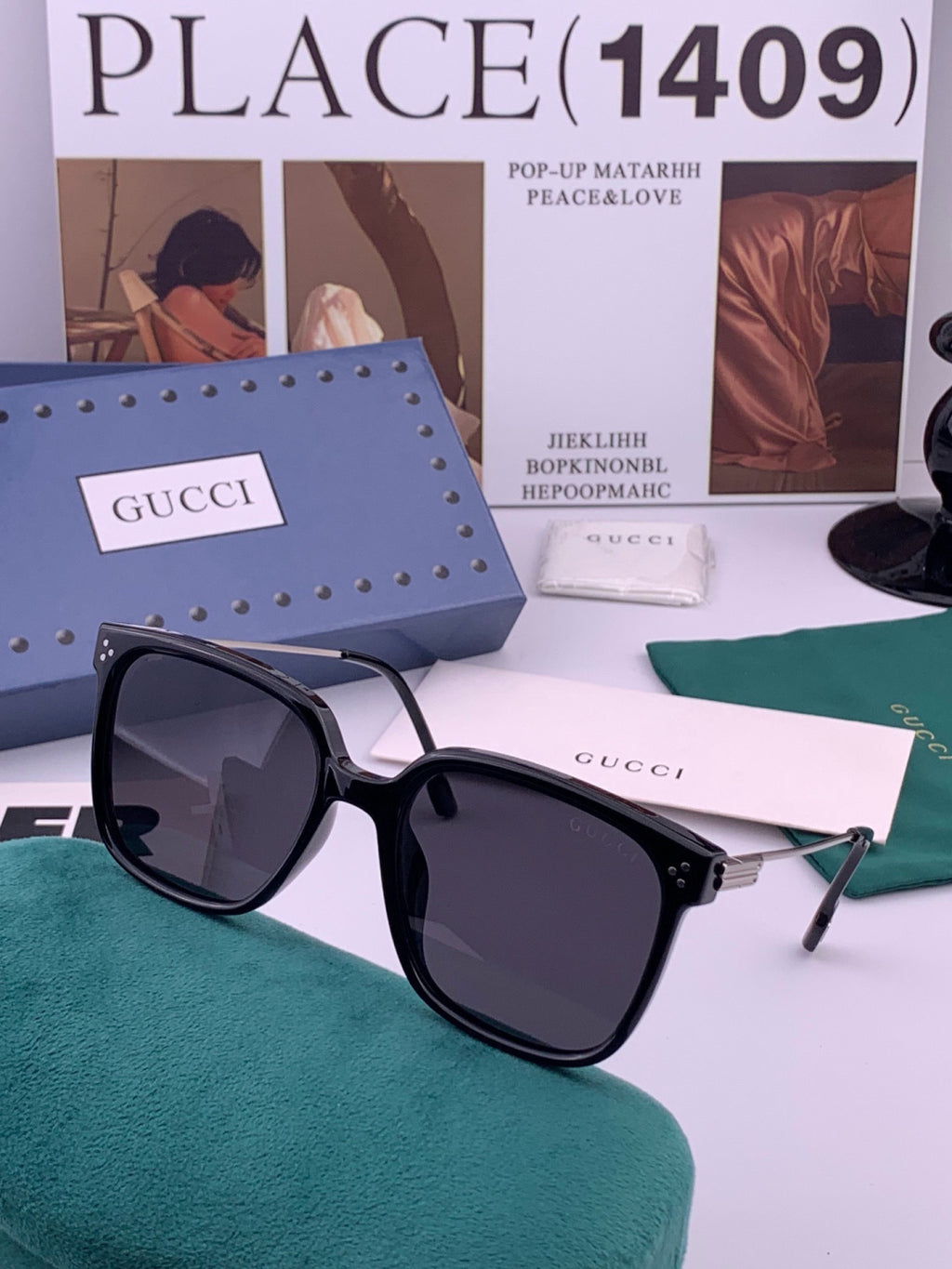 Gucci G7108 Polarized Square Brown Lens Sunglasses for Women - detail image 4
