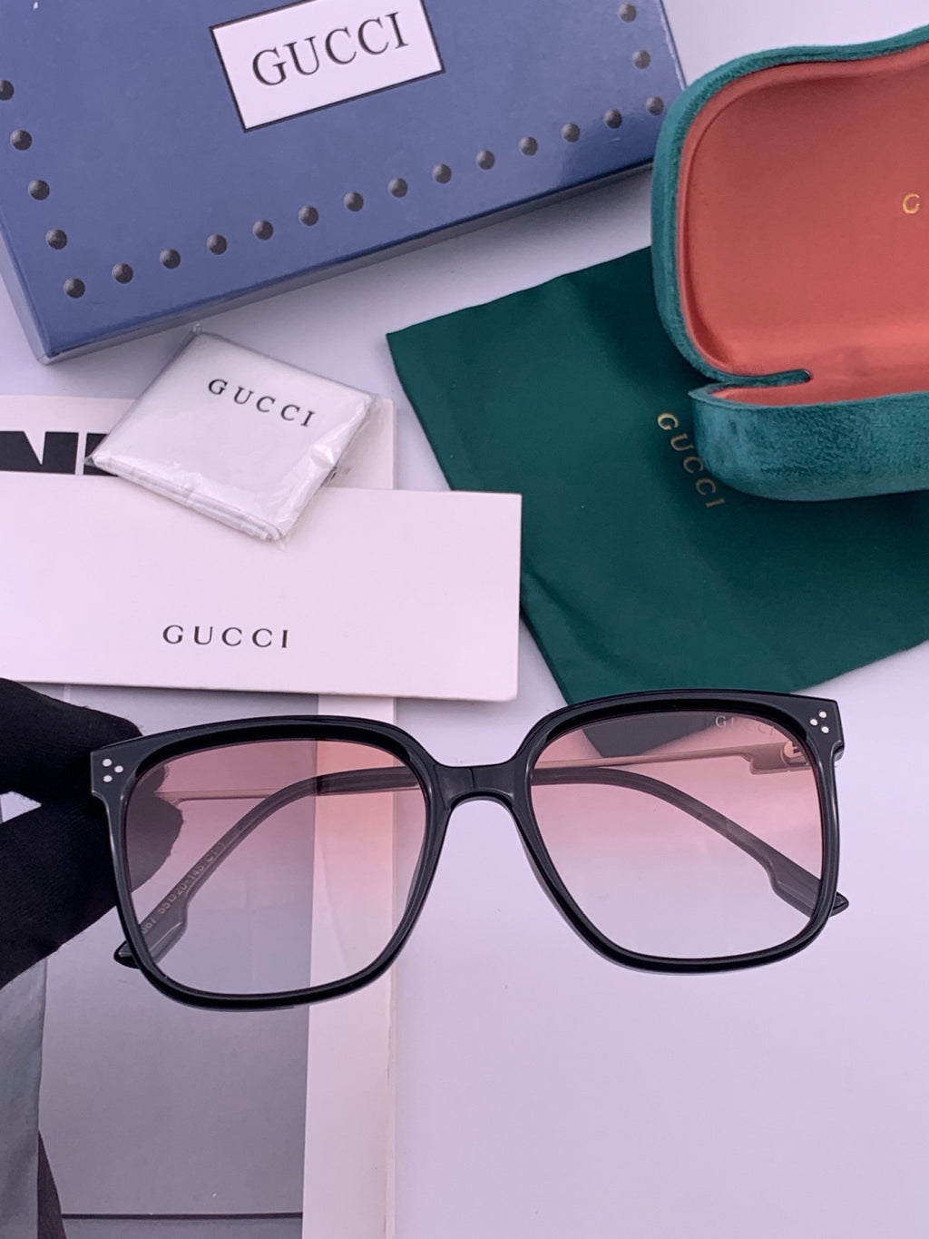 Gucci G7108 Polarized Square Brown Lens Sunglasses for Women