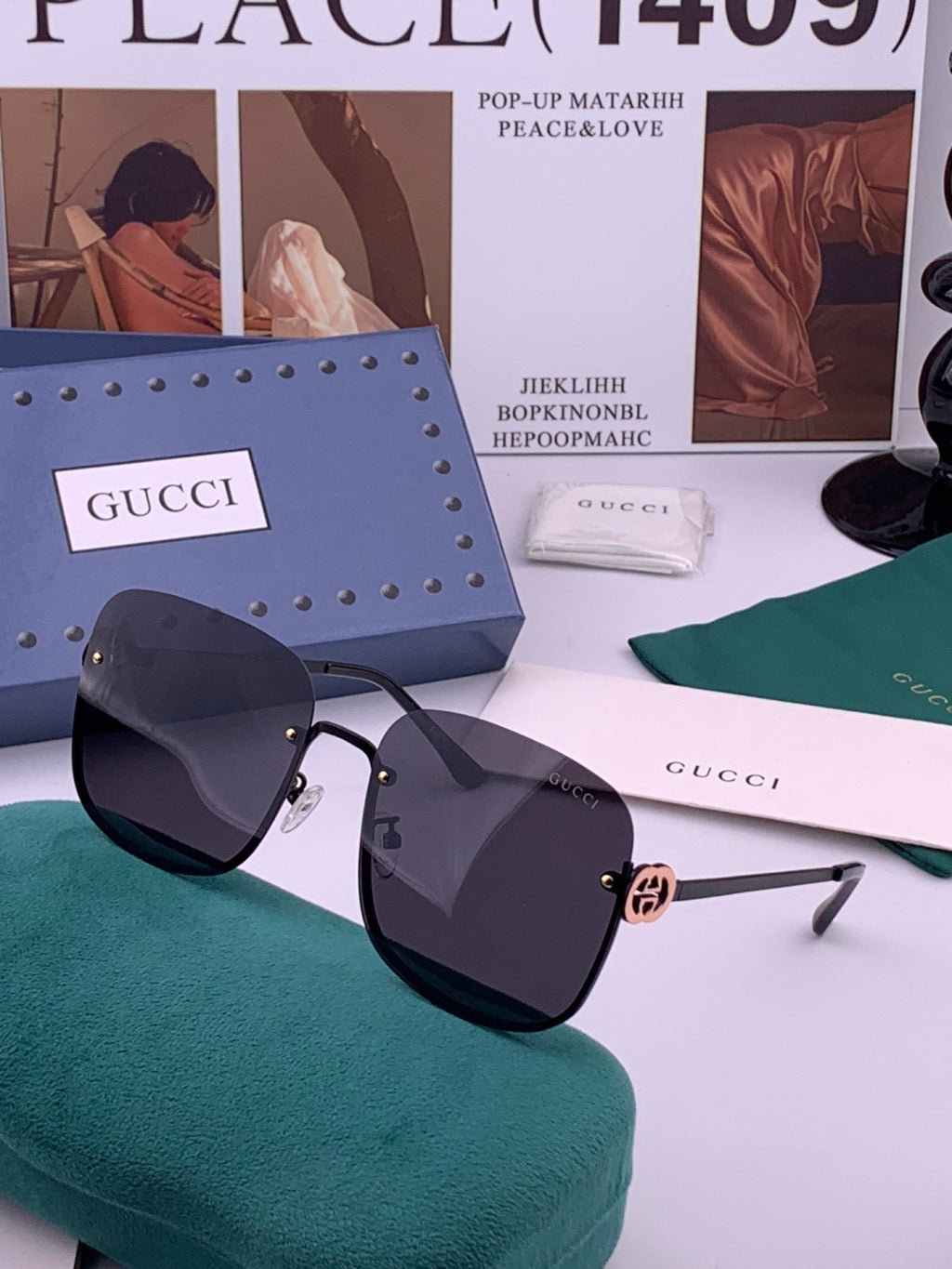 Gucci G6362 Round Black Lens Sunglasses for Men & Women - 415106 - detail image 2