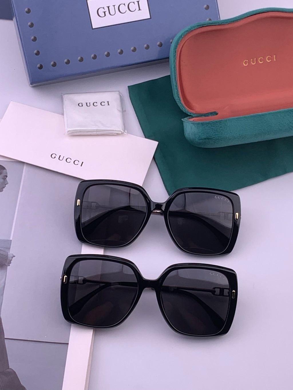 Gucci G9750 Polarized Square Red Lens Sunglasses for Women - detail image 7