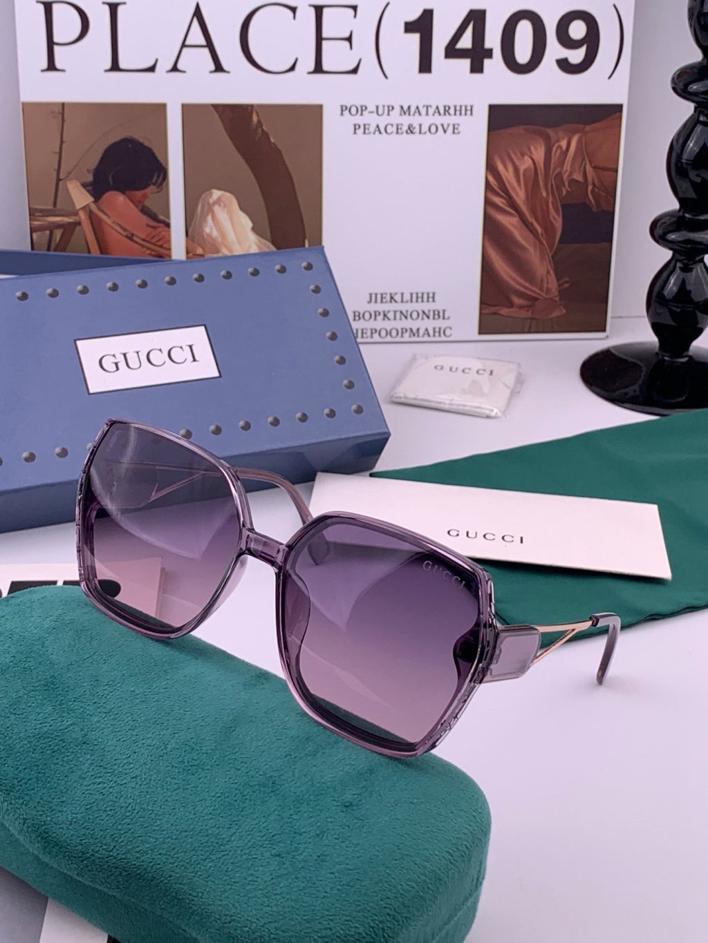 Gucci G9356 Polarized Round Purple Lens Sunglasses for Women - detail image 2