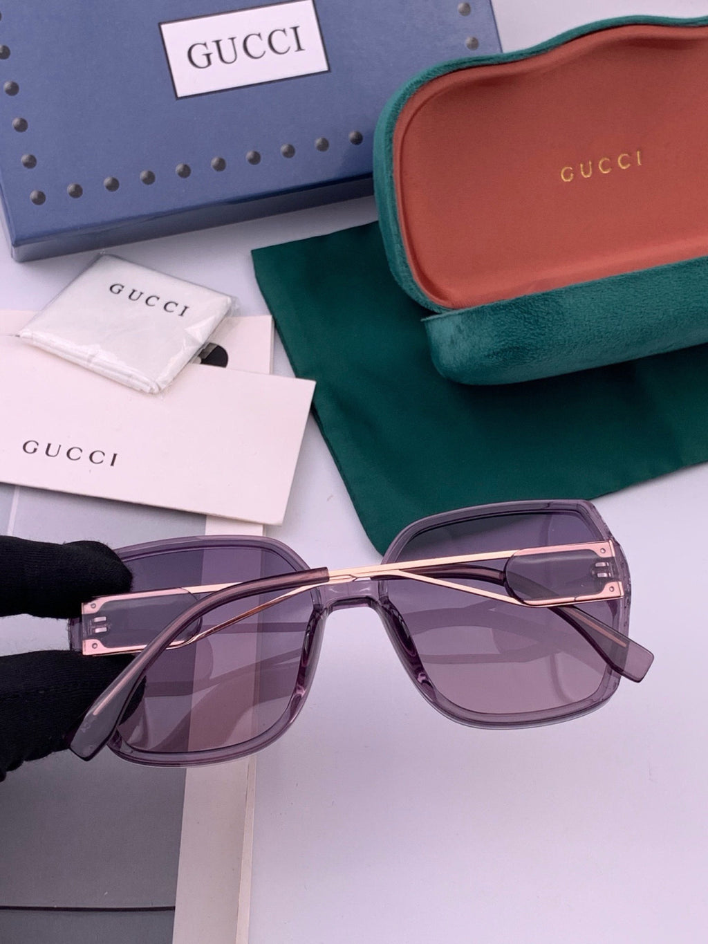 Gucci G9356 Polarized Round Purple Lens Sunglasses for Women - detail image 4
