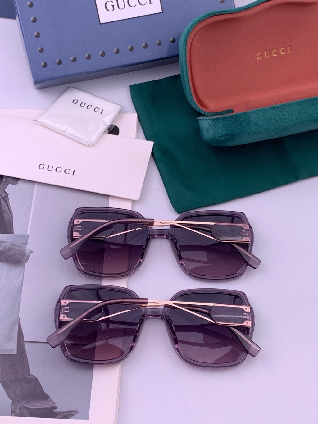 Gucci G9356 Polarized Round Purple Lens Sunglasses for Women - detail image 7