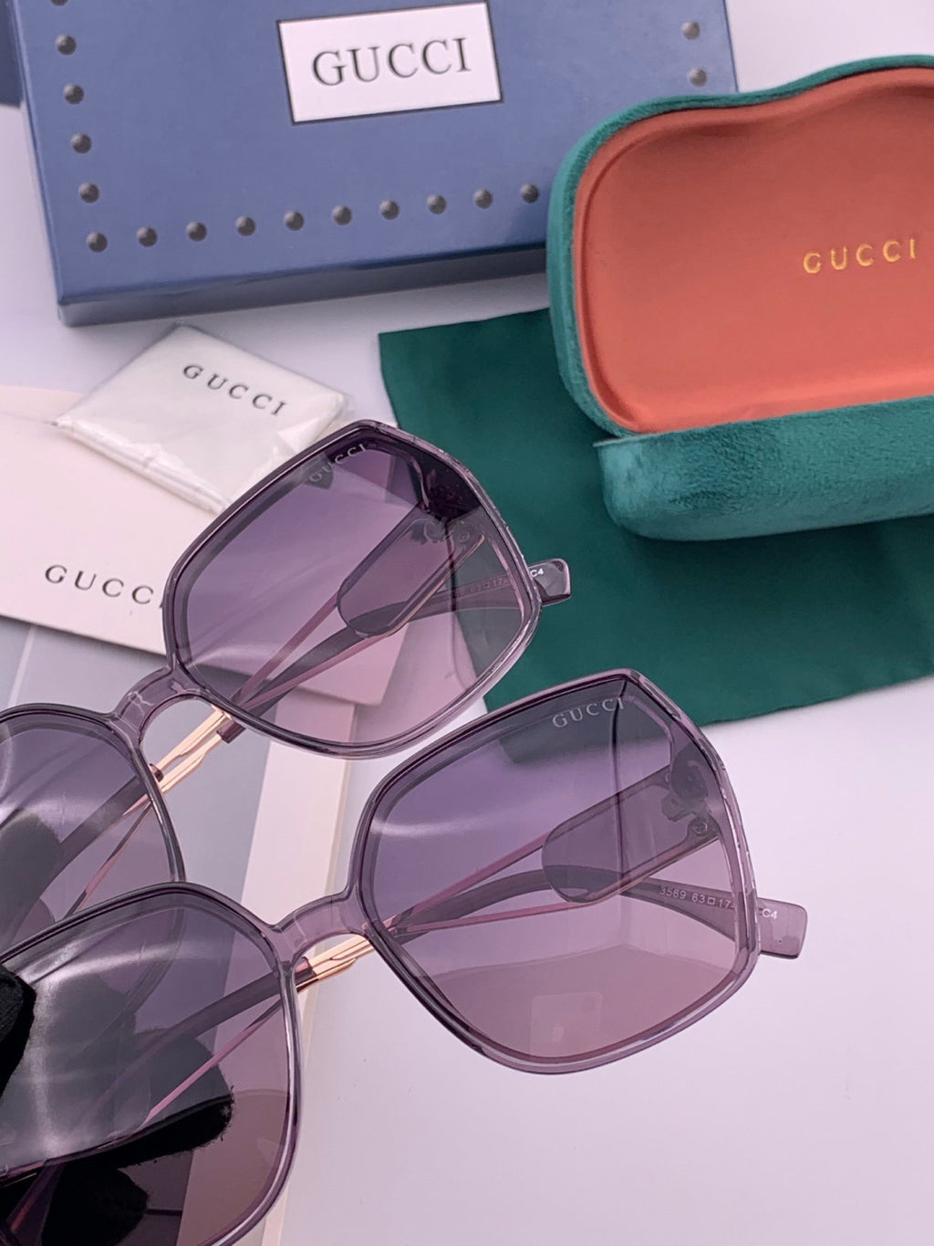 Gucci G9356 Polarized Round Purple Lens Sunglasses for Women - detail image 5