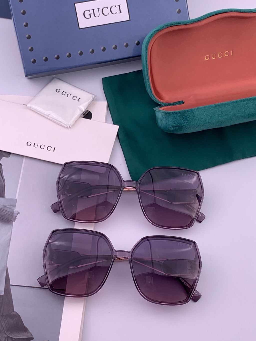 Gucci G9356 Polarized Round Purple Lens Sunglasses for Women - detail image 8
