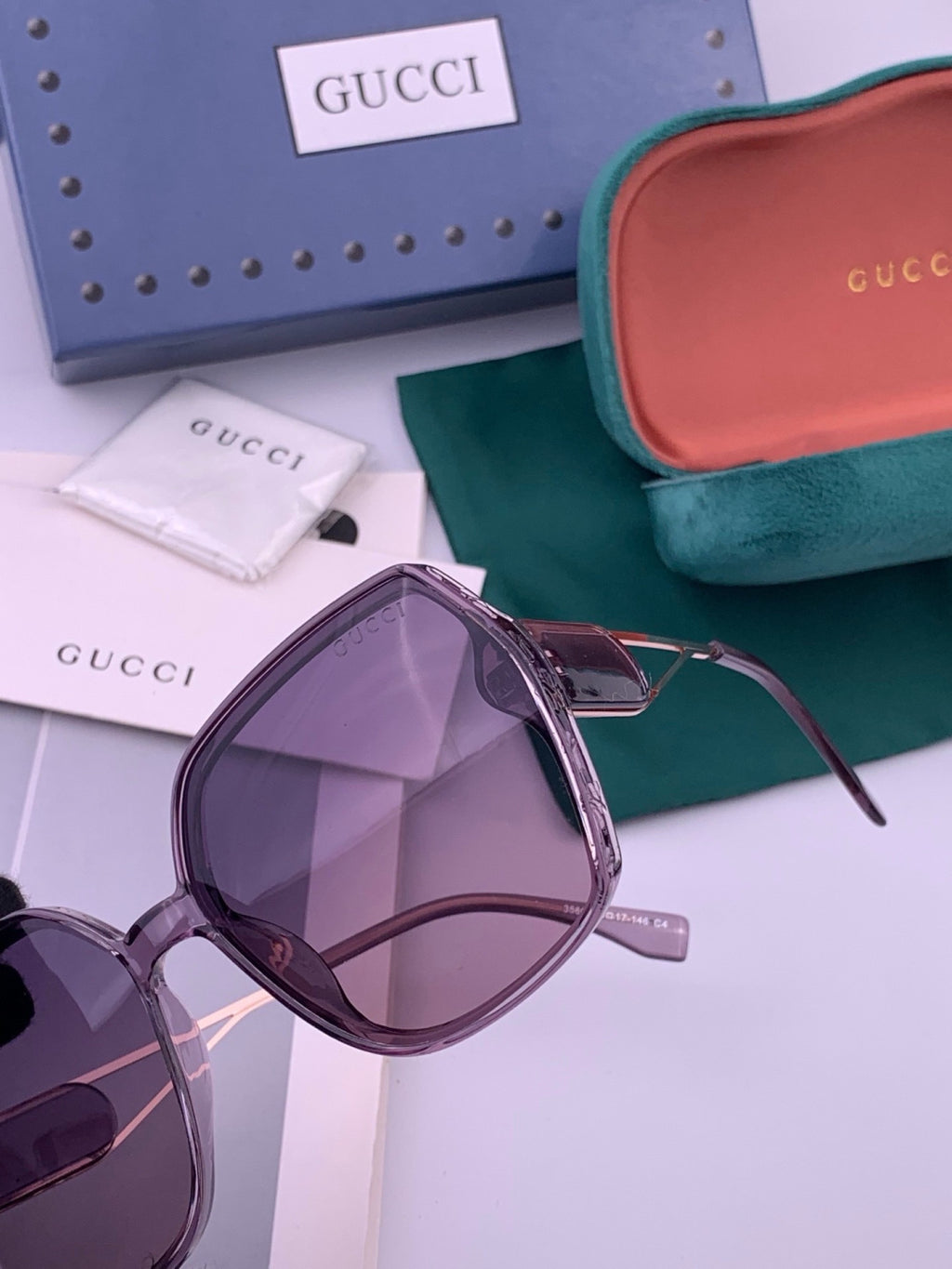 Gucci G9356 Polarized Round Purple Lens Sunglasses for Women - detail image 3