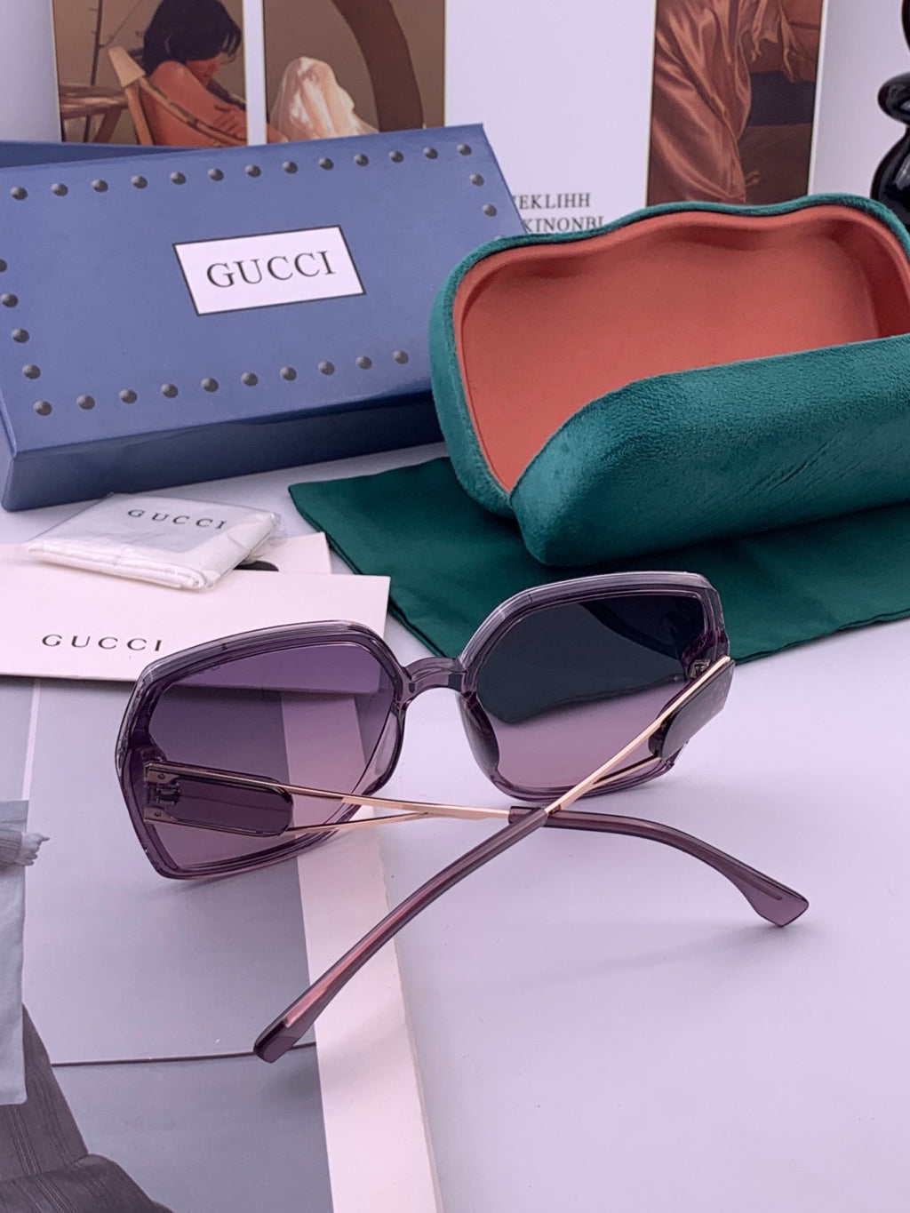 Gucci G9356 Polarized Round Purple Lens Sunglasses for Women - detail image 6