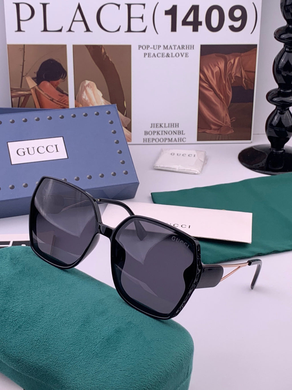 Gucci G9356 Polarized Round Gold Lens Sunglasses for Women