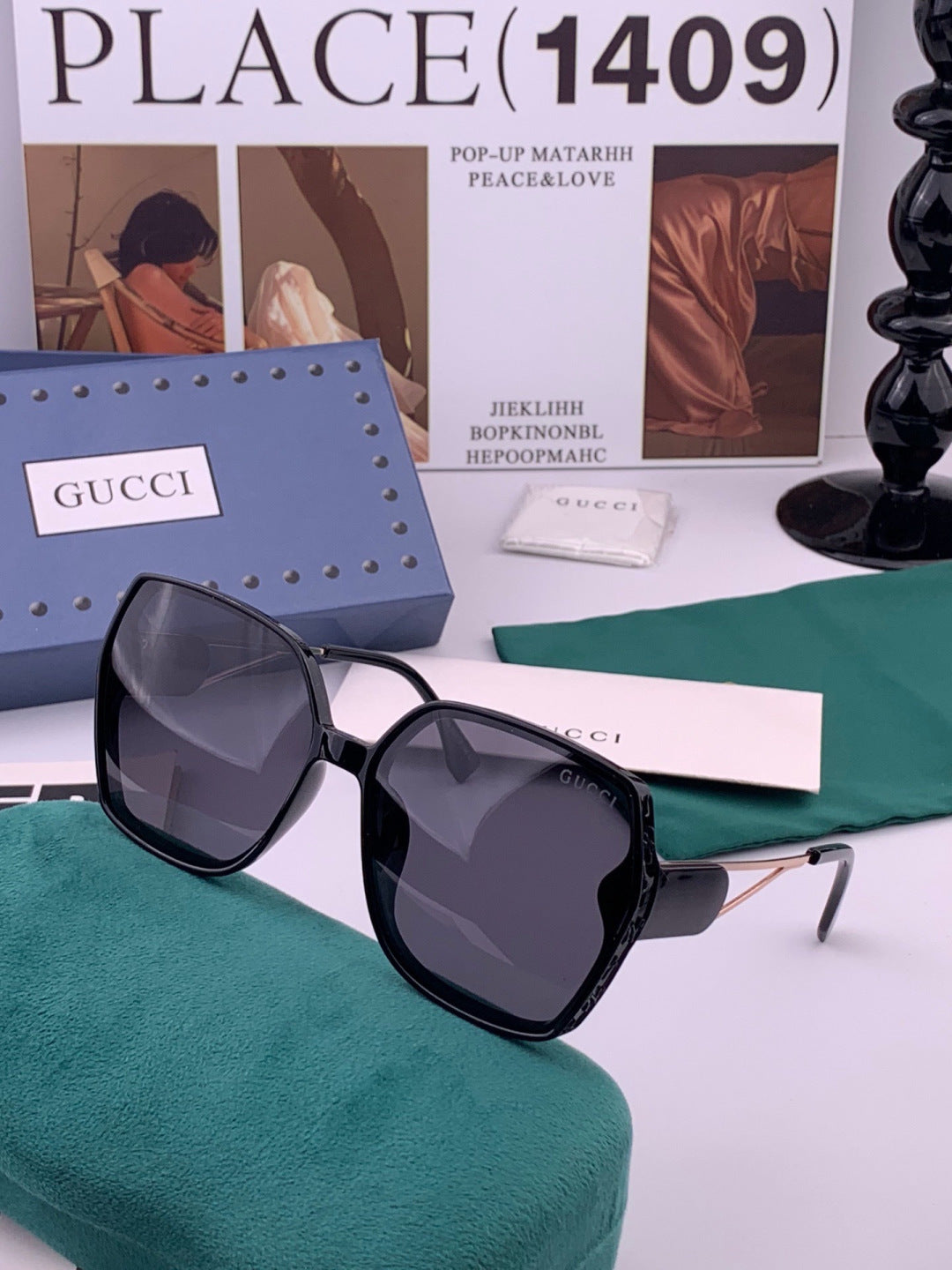 Gucci G9356 Polarized Round Gold Lens Sunglasses for Women