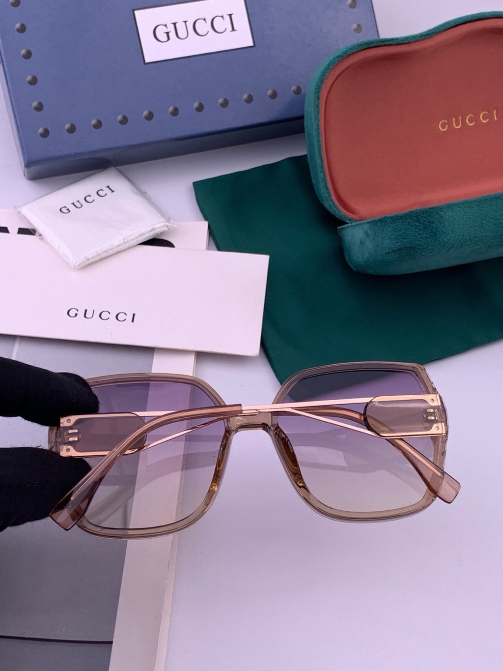 Gucci G9356 Polarized Round Blue Lens Sunglasses for Women - detail image 4