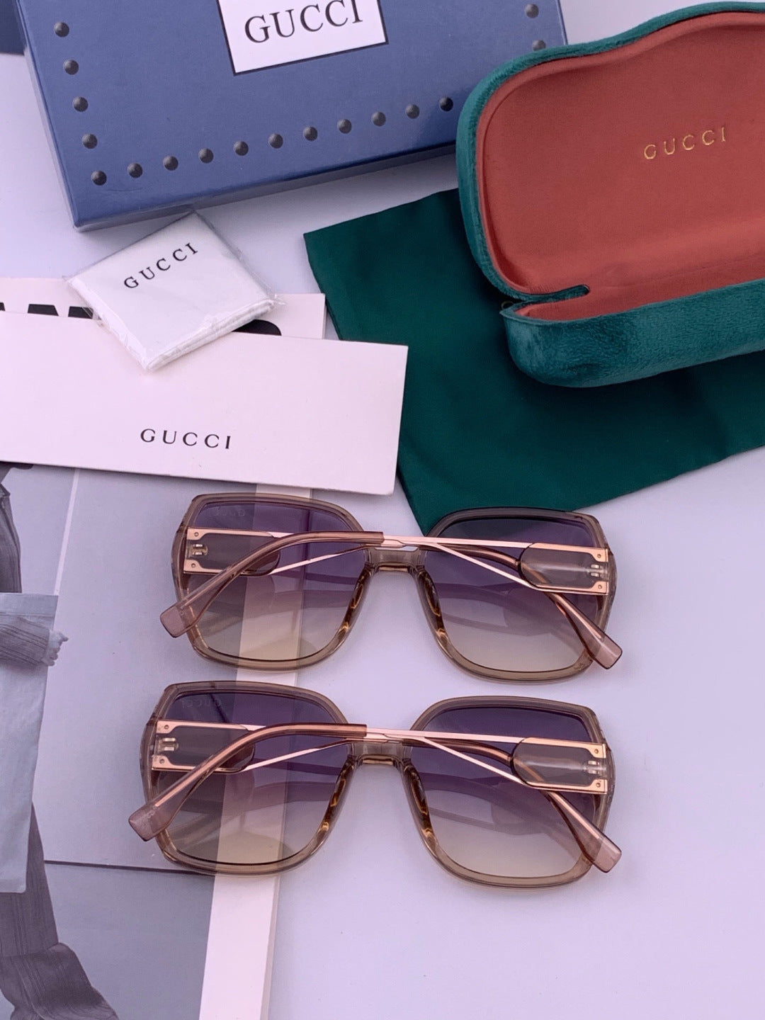 Gucci G9356 Polarized Round Blue Lens Sunglasses for Women - detail image 7