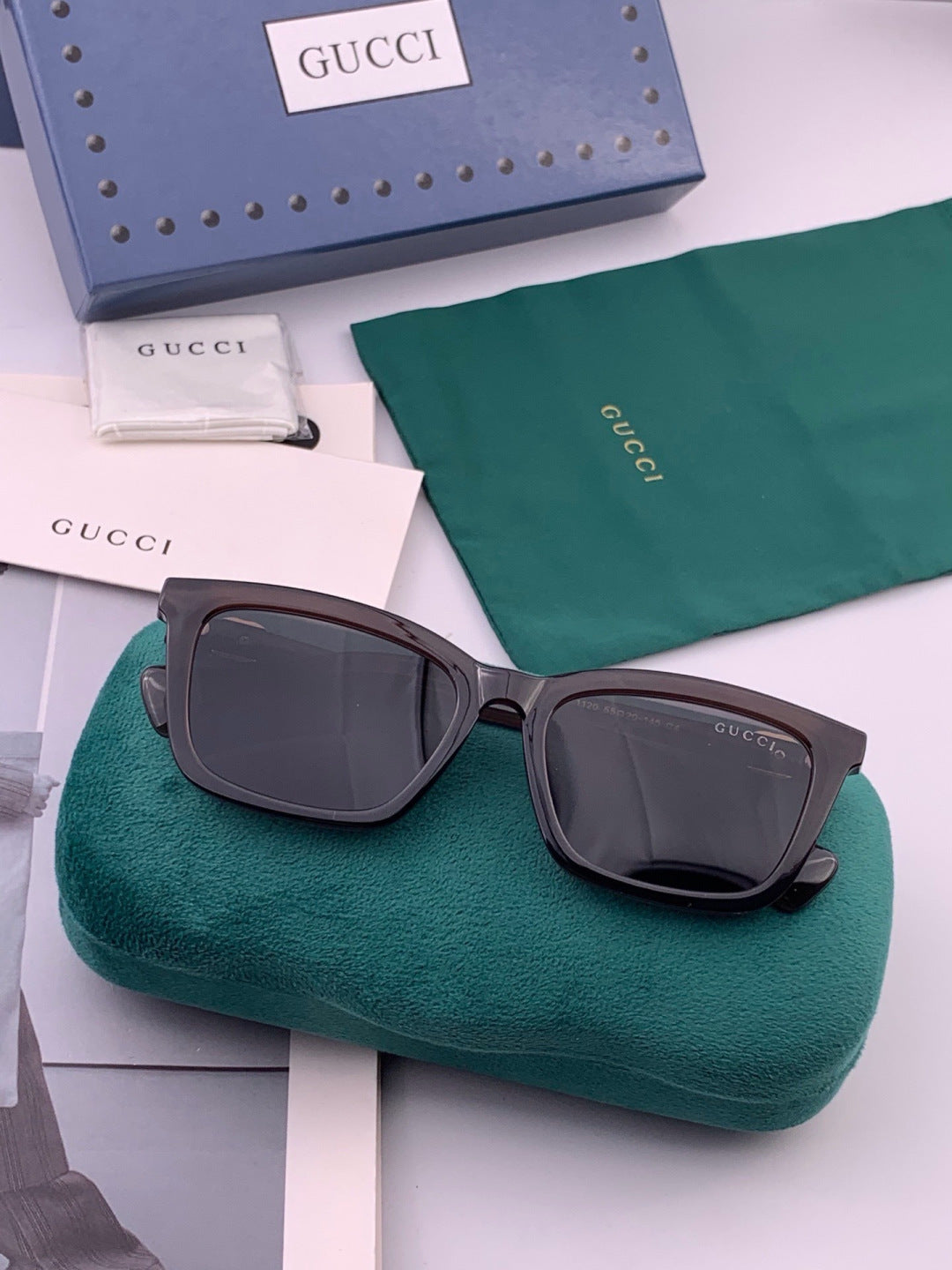 Gucci G0112 Polarized Square Black Lens Sunglasses for Women - detail image 5
