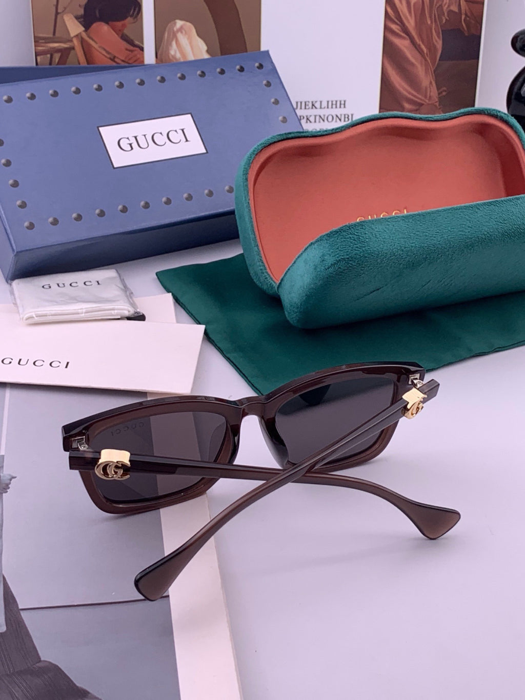 Gucci G0112 Polarized Square Black Lens Sunglasses for Women - detail image 4
