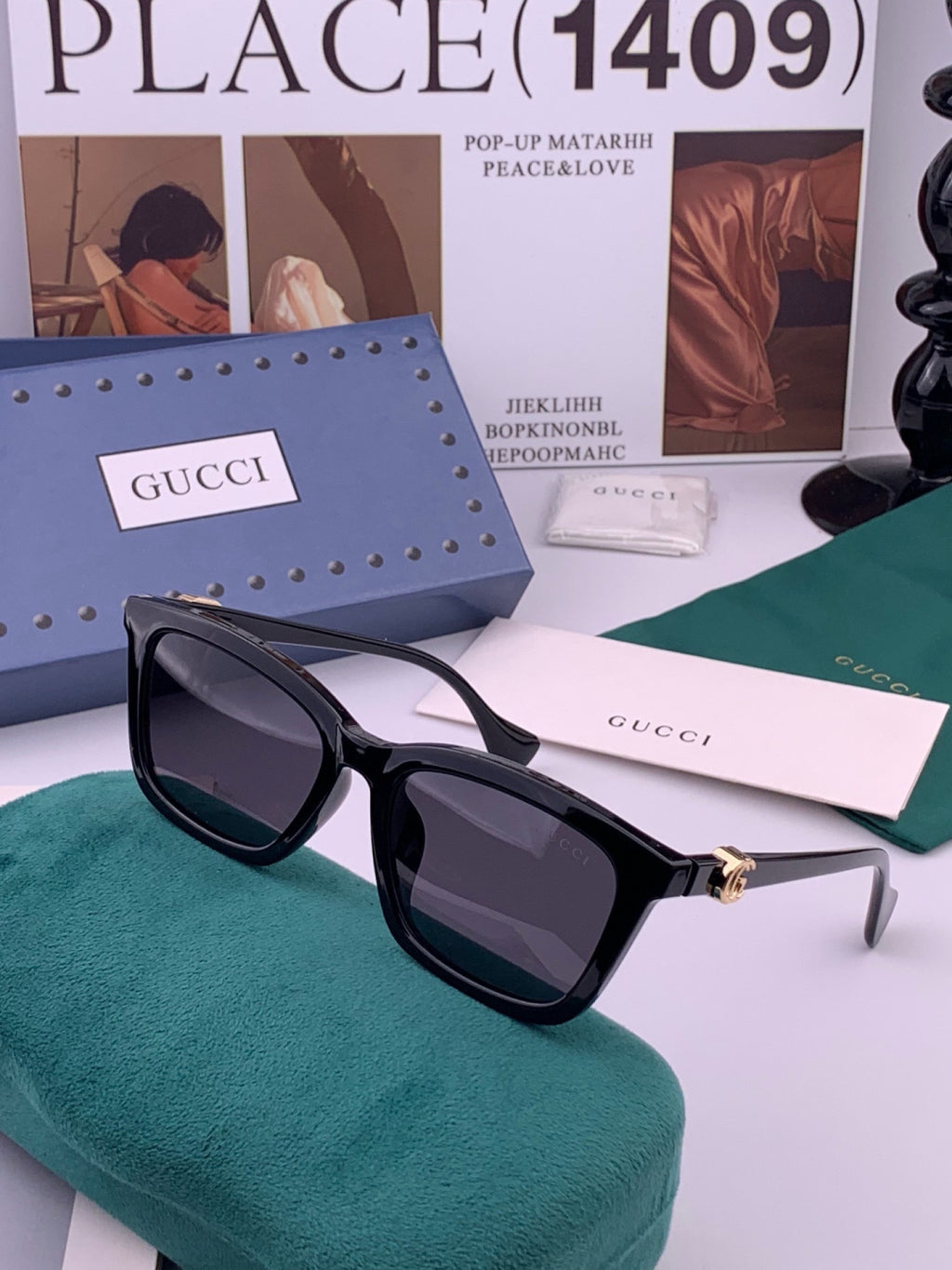 Gucci G0112 Polarized Square Pink Lens Sunglasses for Women - detail image 2