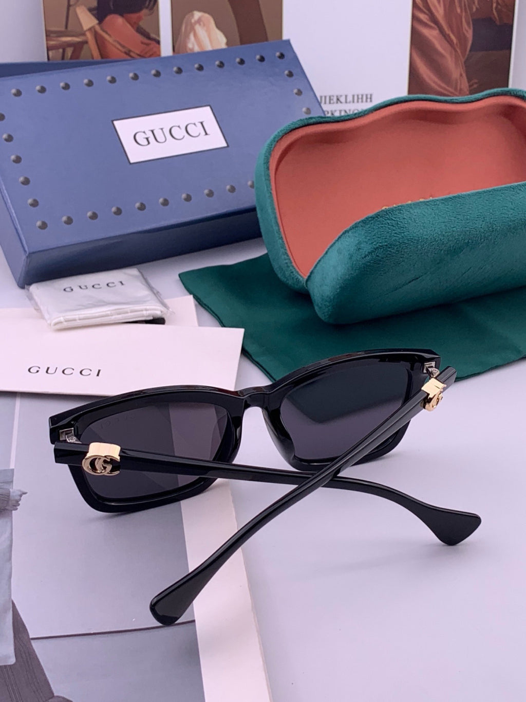 Gucci G0112 Polarized Square Pink Lens Sunglasses for Women - detail image 5
