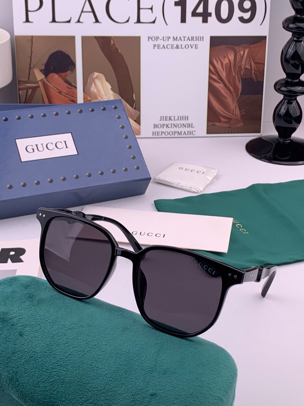 Gucci G0613 Polarized Square Black Lens Sunglasses for Women - 415093 - detail image 3