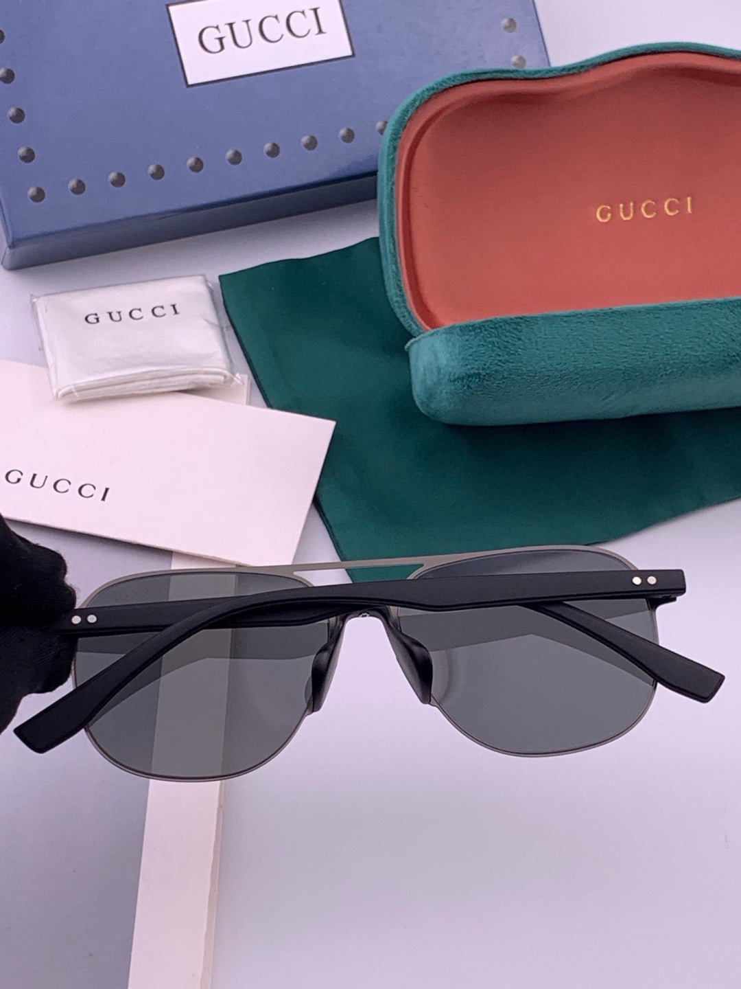 Gucci G2807 Polarized Aviator Black Lens Sunglasses for Men - 415058 - detail image 7