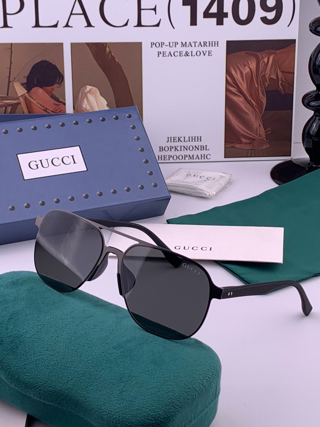 Gucci G2807 Polarized Aviator Black Lens Sunglasses for Men - 415058 - detail image 2