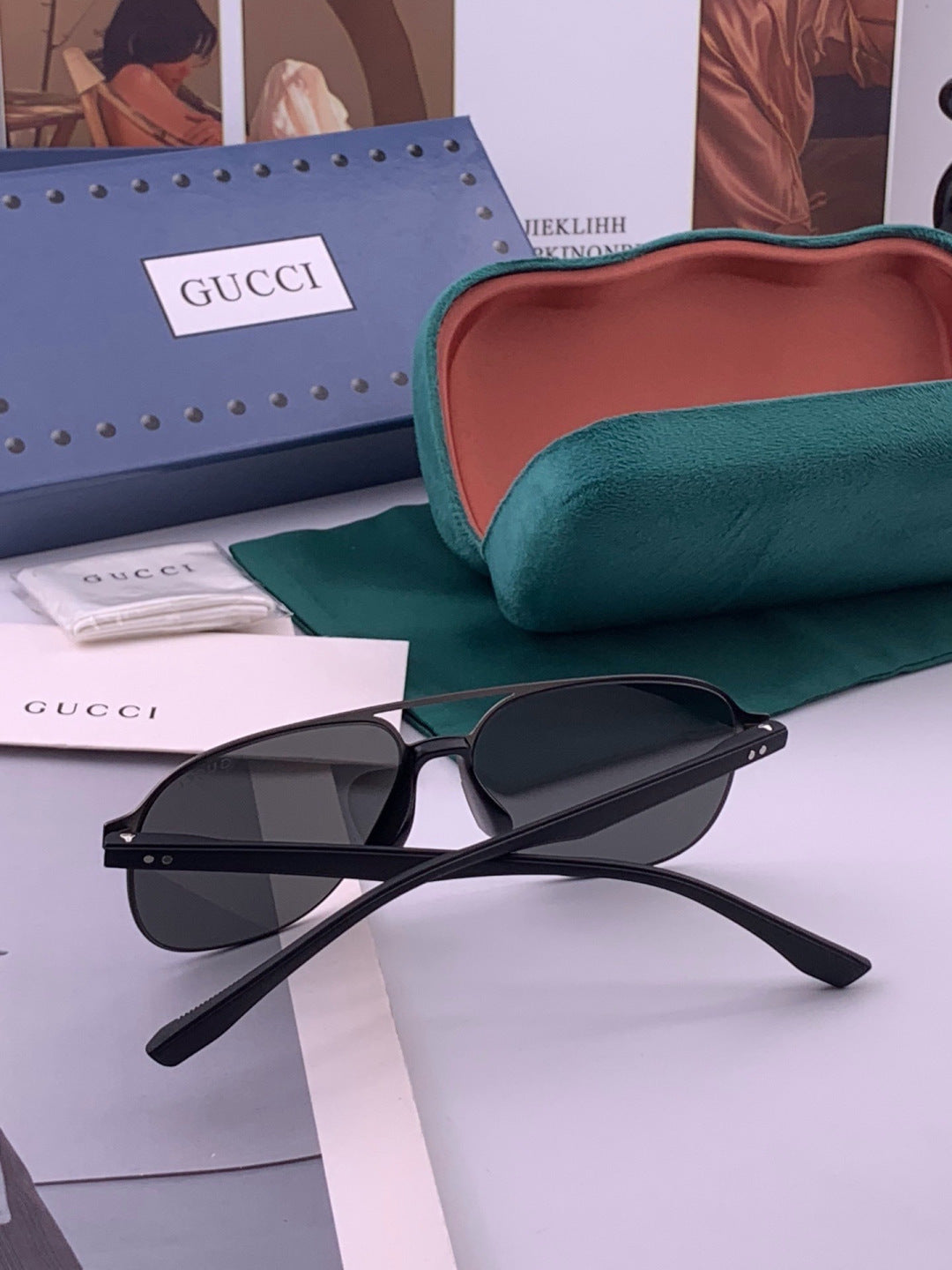 Gucci G2807 Polarized Aviator Black Lens Sunglasses for Men - 415058 - detail image 6