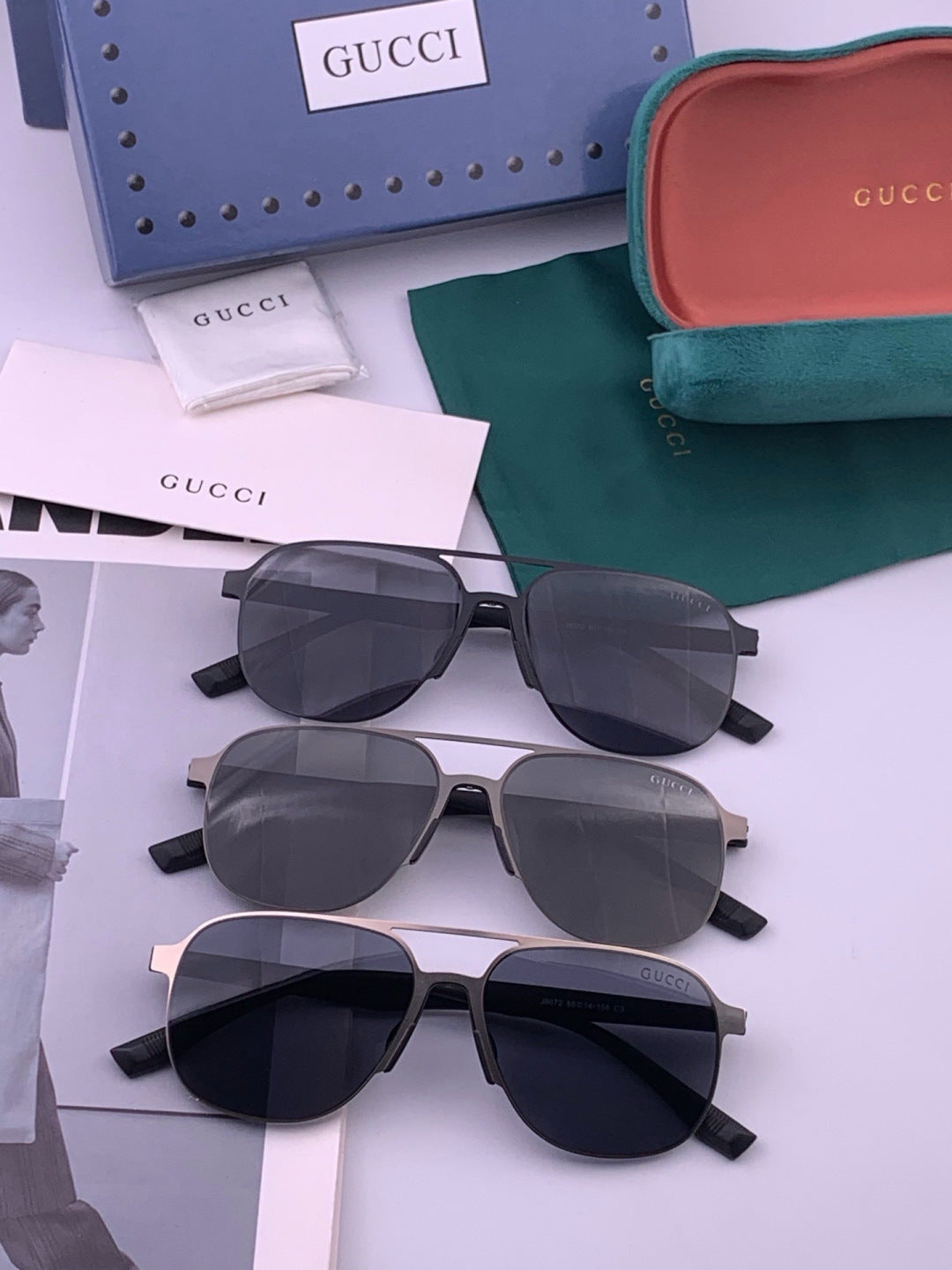 Gucci G2807 Polarized Aviator Black Lens Sunglasses for Men - 415060 - detail image 8