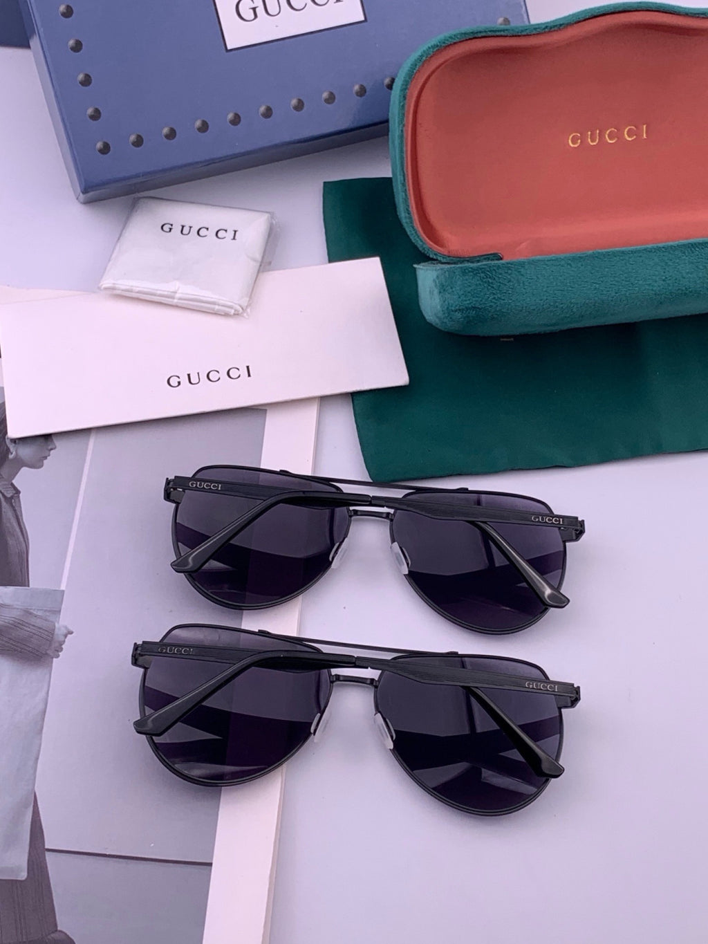 Gucci G4029 Polarized Aviator Black Lens Sunglasses for Men - detail image 6