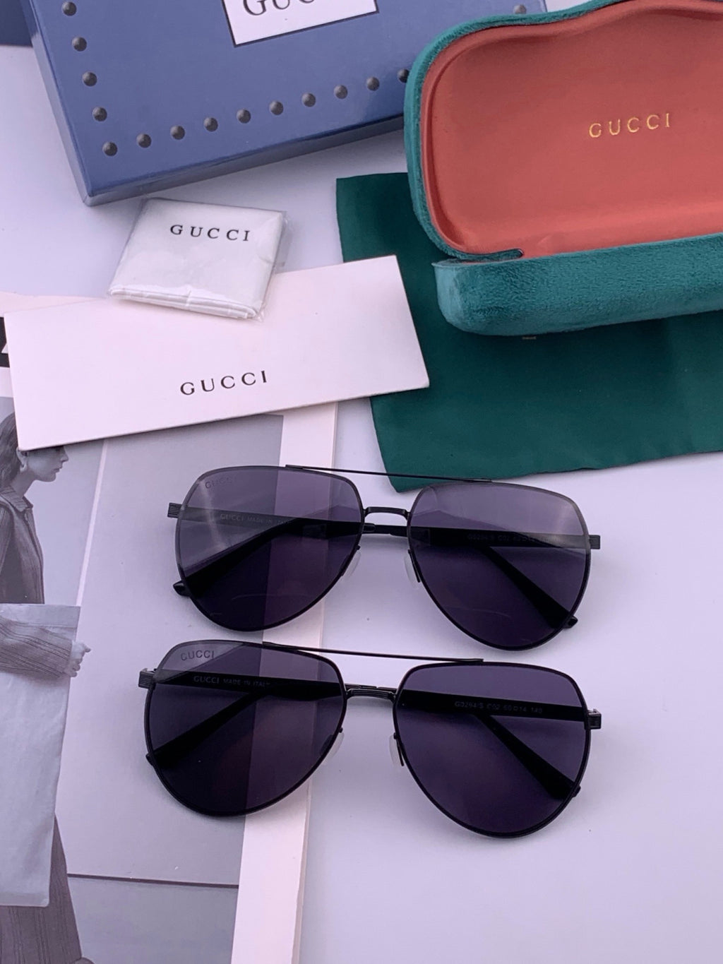 Gucci G4029 Polarized Aviator Black Lens Sunglasses for Men - detail image 7