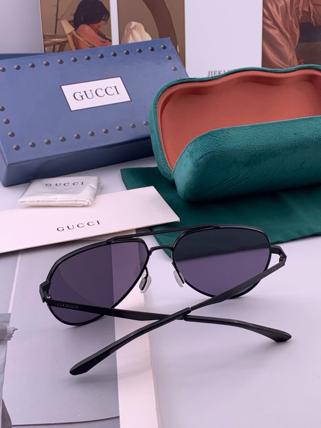 Gucci G4029 Polarized Aviator Black Lens Sunglasses for Men - detail image 4