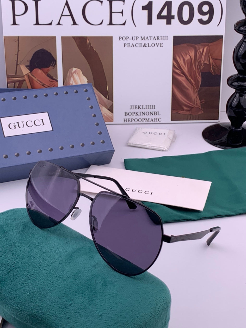 Gucci G4029 Polarized Aviator Black Lens Sunglasses for Men - detail image 2