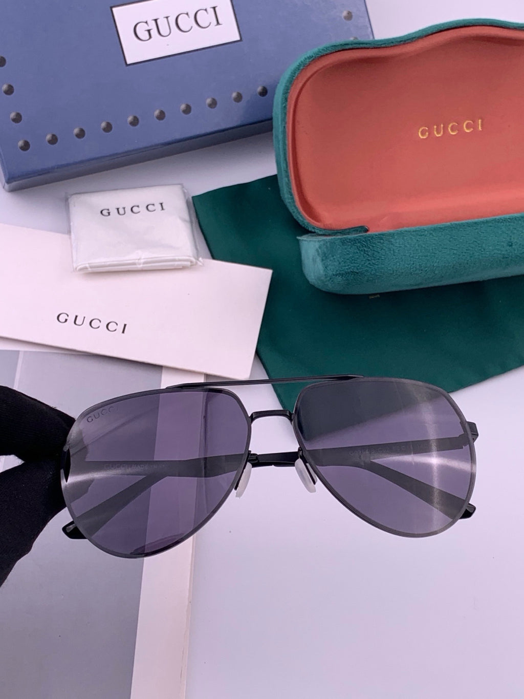 Gucci G4029 Polarized Aviator Black Lens Sunglasses for Men