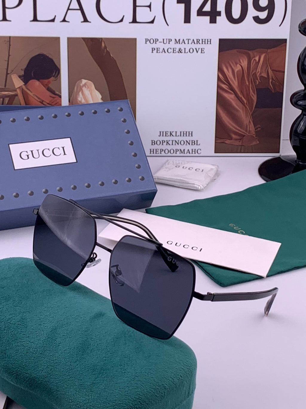 Gucci G5803 Polarized Aviator Black Lens Sunglasses for Men - 415065 - detail image 2