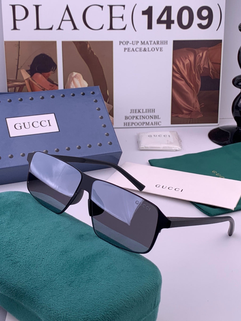 Gucci G2225 Polarized Aviator Gold Lens Sunglasses for Men - 415068 - detail image 2
