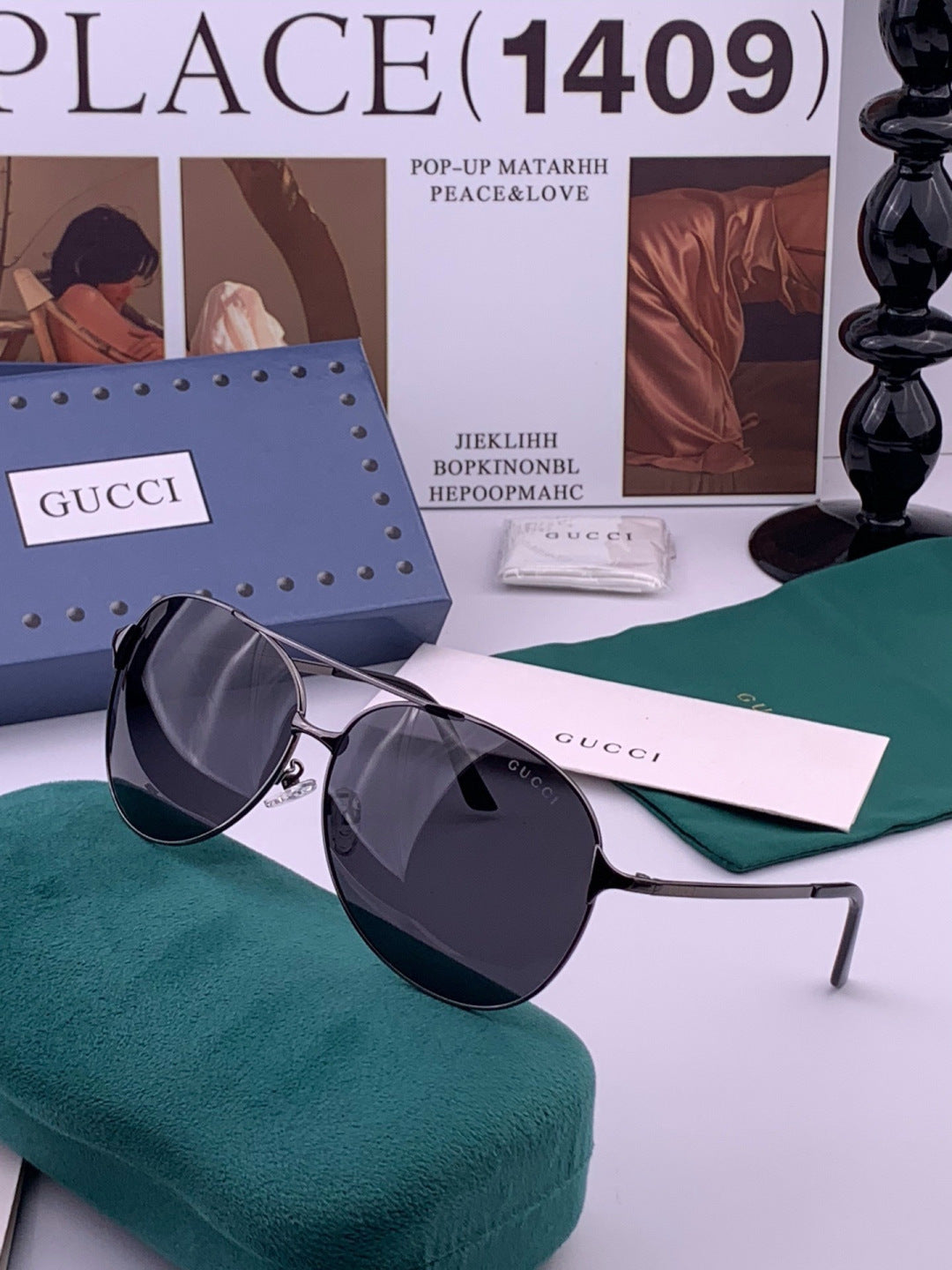 Gucci G9800 Polarized Aviator Black Lens Sunglasses for Men & Women - 415043 - detail image 2