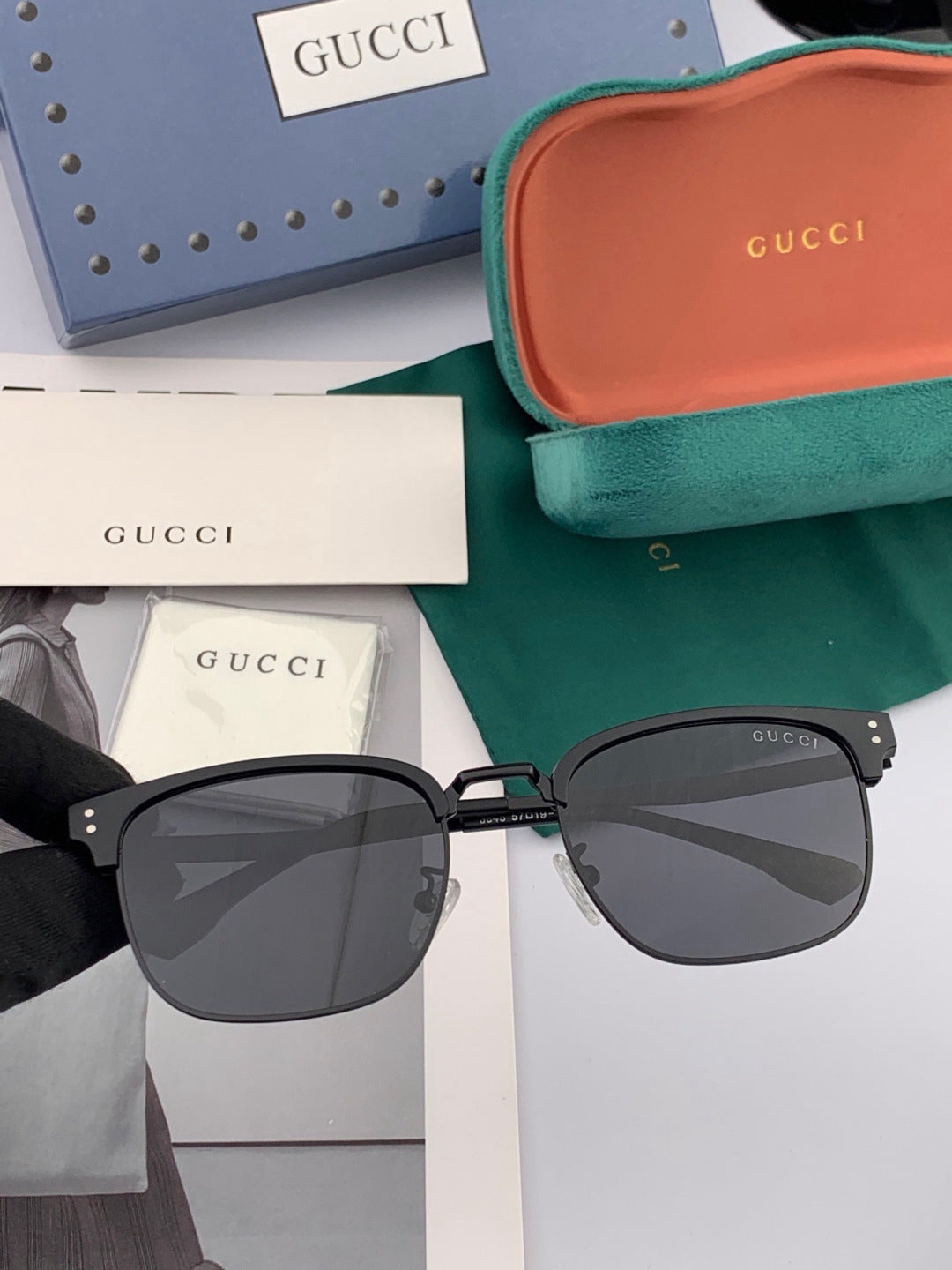 Gucci G5384 Polarized Square Black Lens Sunglasses for Women - 415048